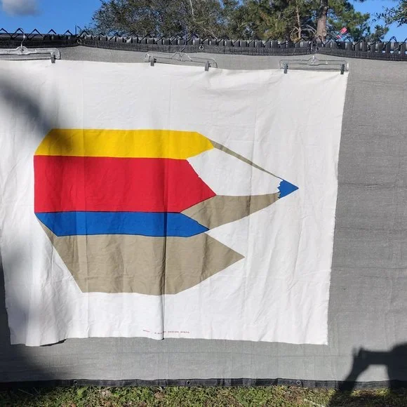 Vintage XL 1974 Screen Print Pencil Fabric Wall Art - Picture 6 of 10